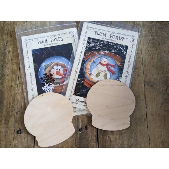 2 Plum Purdy Christmas Holiday Wood Ornament Kits Tole Painting - Picture 1 of 6